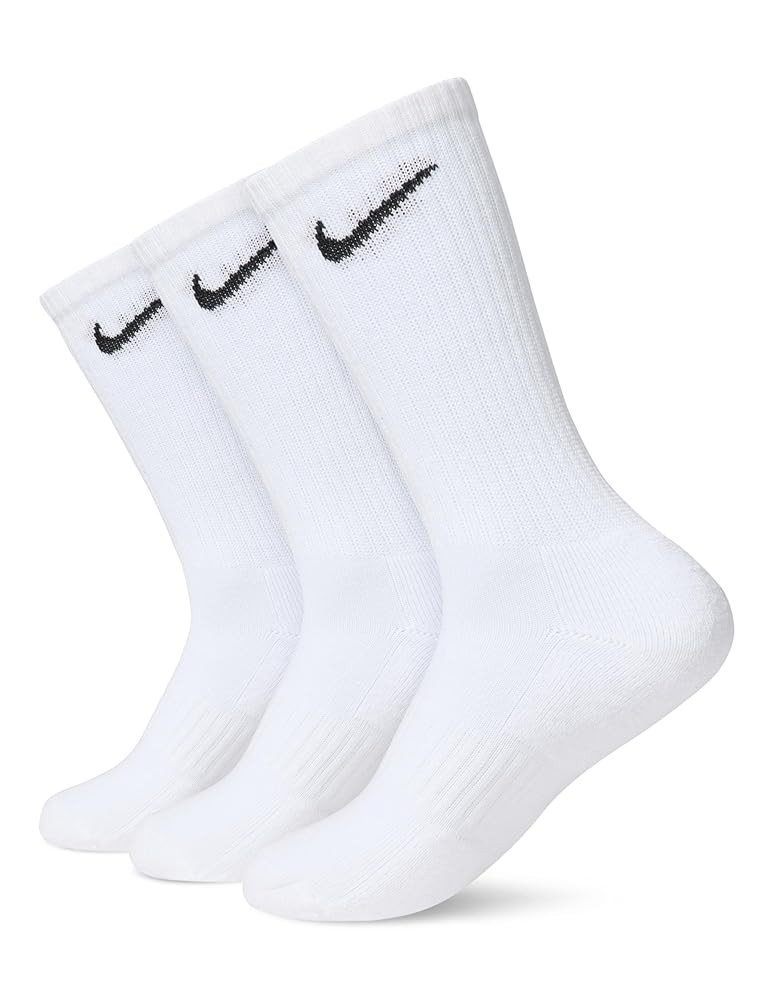 Amazon.com: Nike Unisex Everyday Cushioned Training Crew Socks (3 Pairs), White/Black, Medium : C... | Amazon (US)