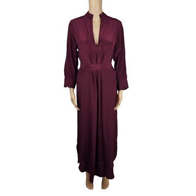 Wiggy Kit St Germain Womens Burgundy 100% Silk Polka Dot Maxi Dress Size XS | eBay UK