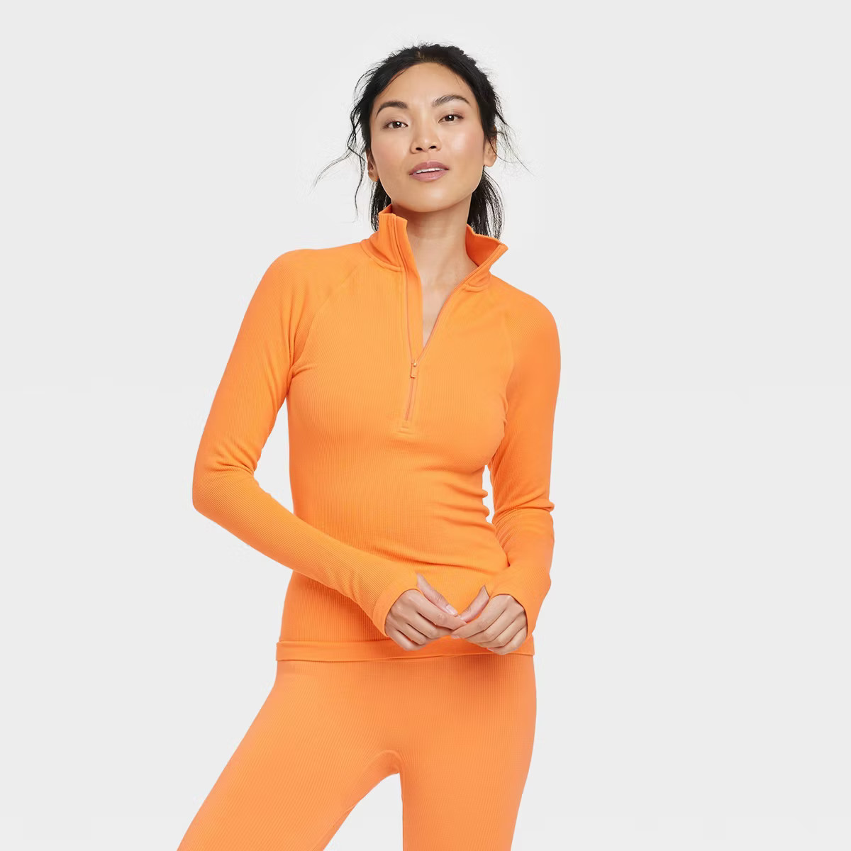 Women's Rib Long Sleeve 1/2 Zip Top - All in Motion™ | Target