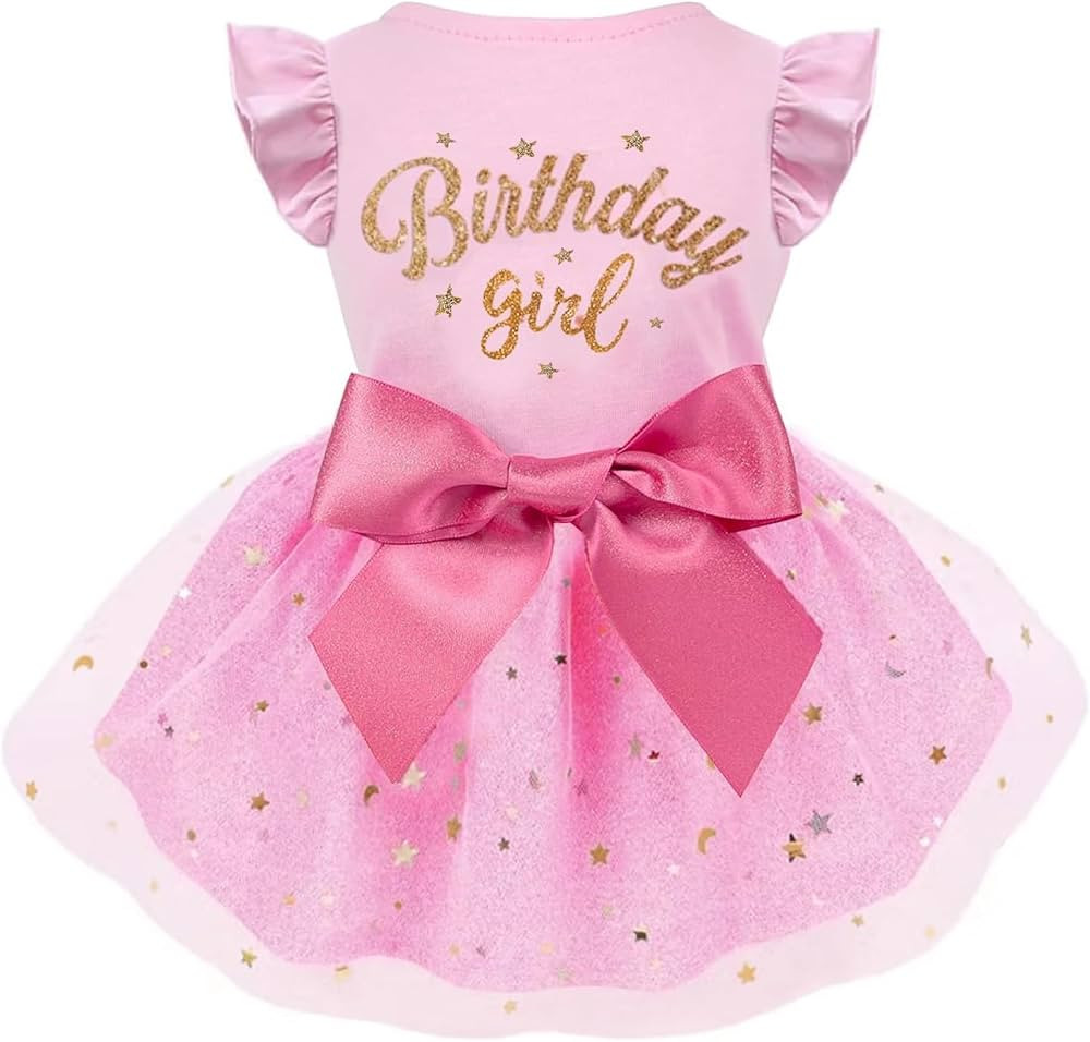 Dog Birthday Dress Tulle with Big Bowknot Princess Dog Birthday Outfit Girls Doggie Dresses Cloth... | Amazon (US)