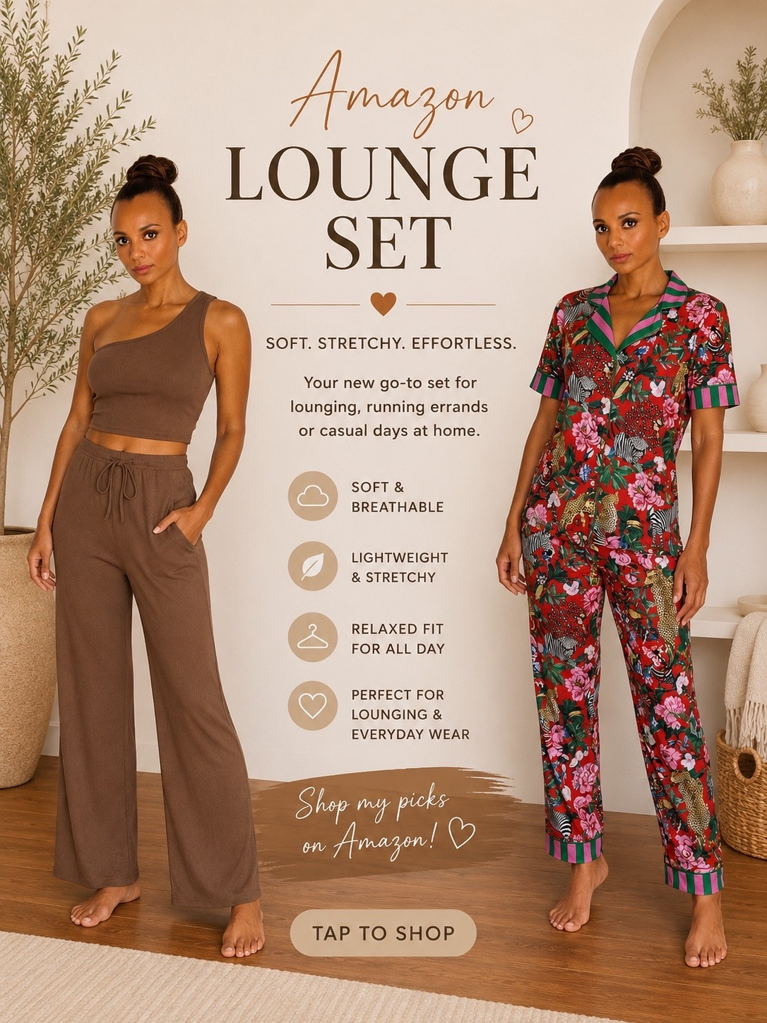 Amazon lounge set favorites 🤎🌺

From cozy neutrals to bold prints, these Amazon lounge sets are equal parts comfy and cute. Perfect for relaxing at home, running errands, or lounging in style all weekend long.

Shop all my picks on LTK! ✨
#AmazonFashion #LoungeSet #ComfyStyle #AmazonFinds #LTKStyle #WeekendWear

#LTKootd