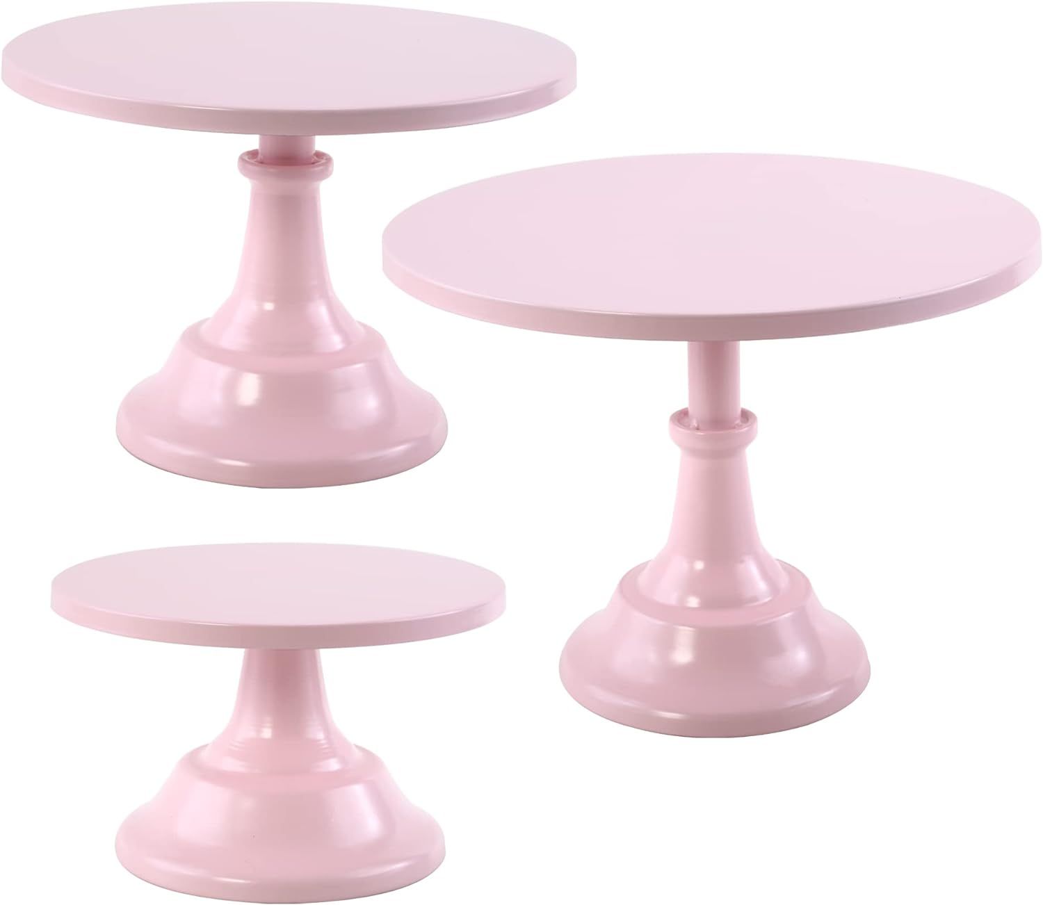 LIFESTIVAL Set of 3 Pink Cake Stand Round Metal Dessert Table Stands Display Plate for Party Wedd... | Amazon (US)