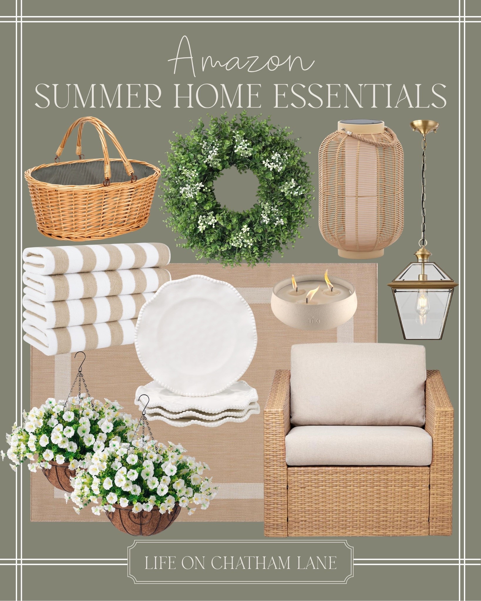 Amazon summer home essentials! 🤍 I love these rattan outdoor chairs, hanging faux white florals, and these outdoor plates! Such fun finds for the summer season. 🙌🏻

#LTKSeasonal #LTKHome
