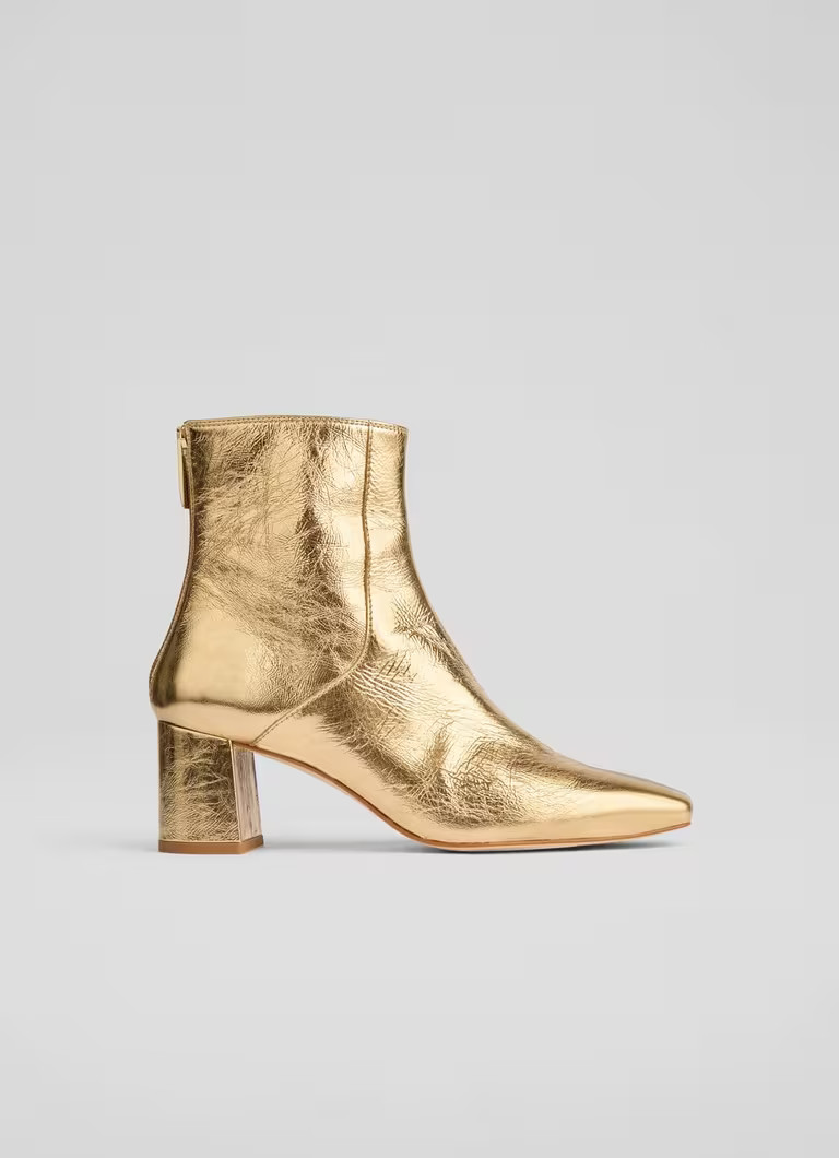 Nadira Gold Leather Ankle Boots | L.K. Bennett (UK)