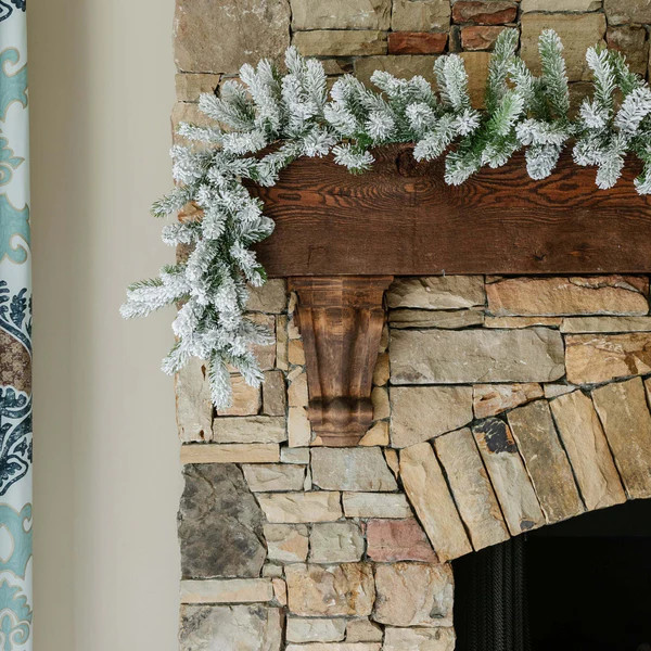 9' x 12" King Flock® Garland with LED Lights (Plug Operated) | King of Christmas