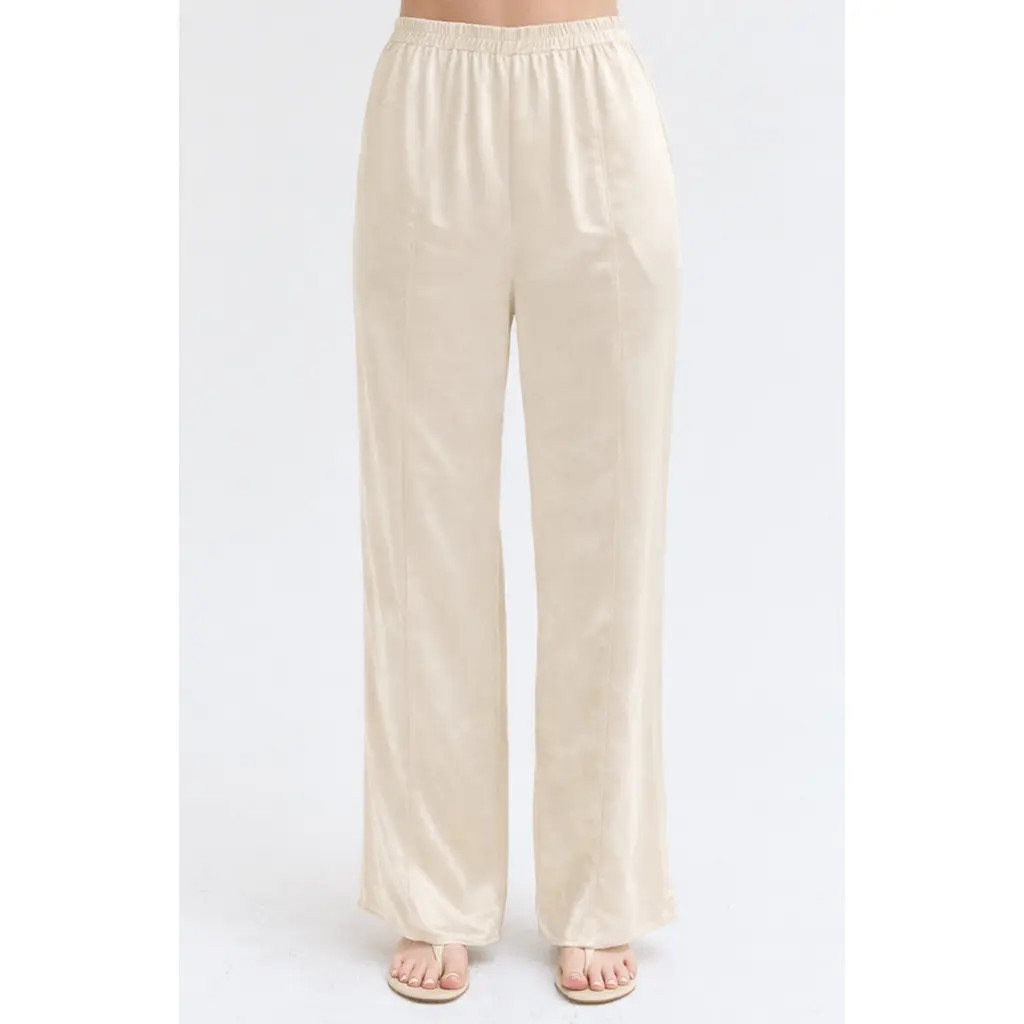 CRESCENT Satin Pull On Pants in Champagne at Nordstrom, Size Small | Nordstrom