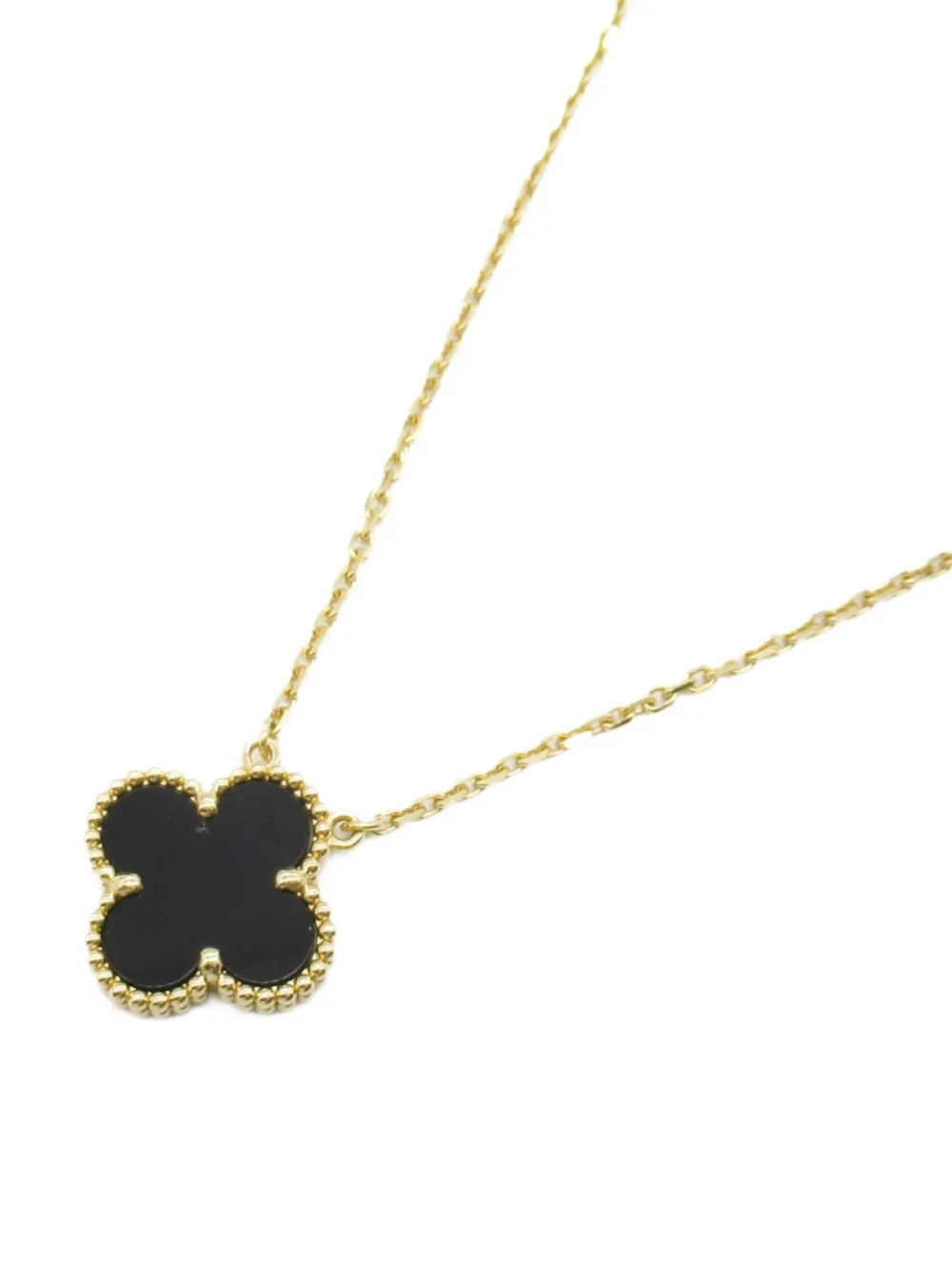 Van Cleef & Arpels 2010s 18K yellow gold Alhambra onyx necklace | Farfetch Global