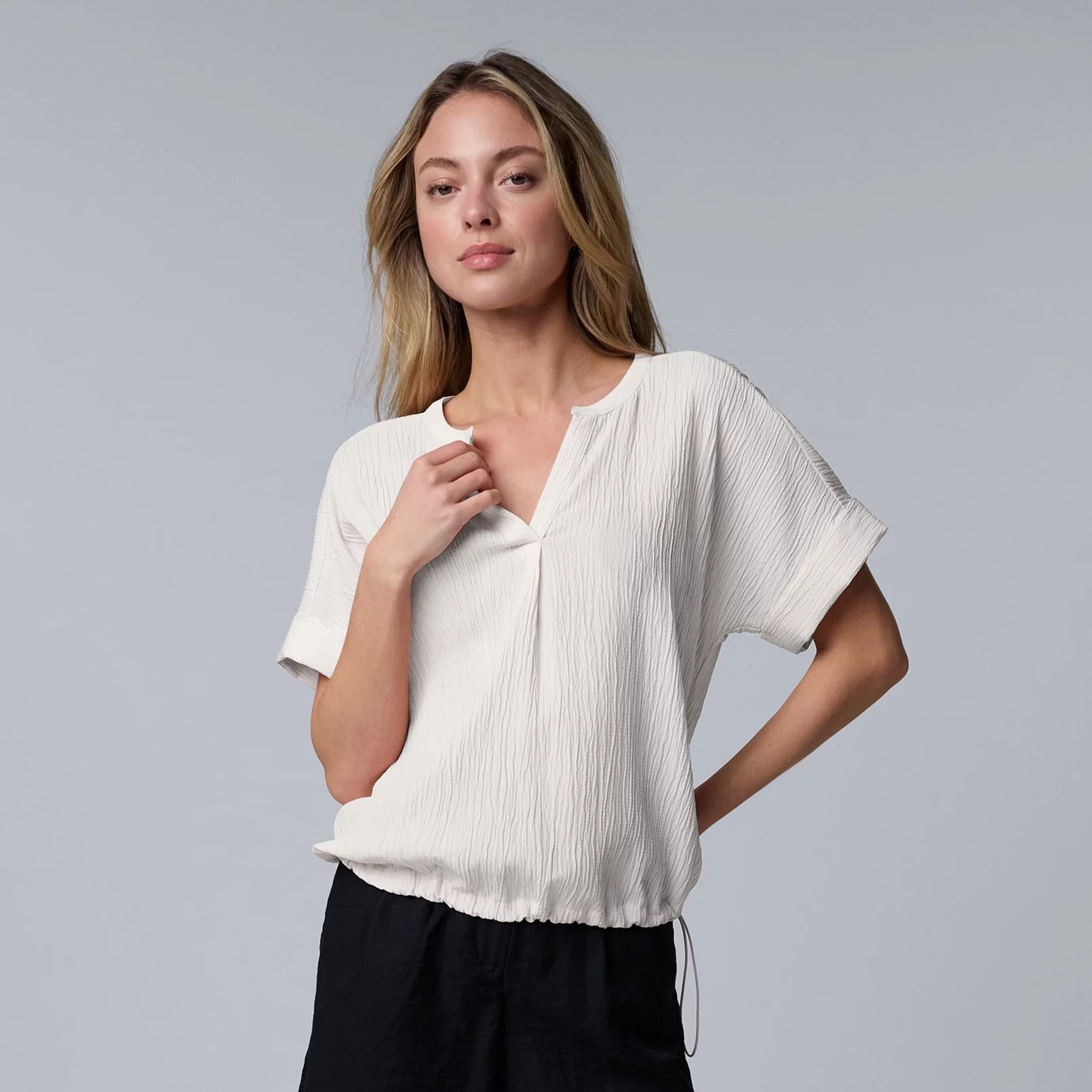Women's Simply Vera Vera Wang Drawcord Hem Blouse | Kohl's