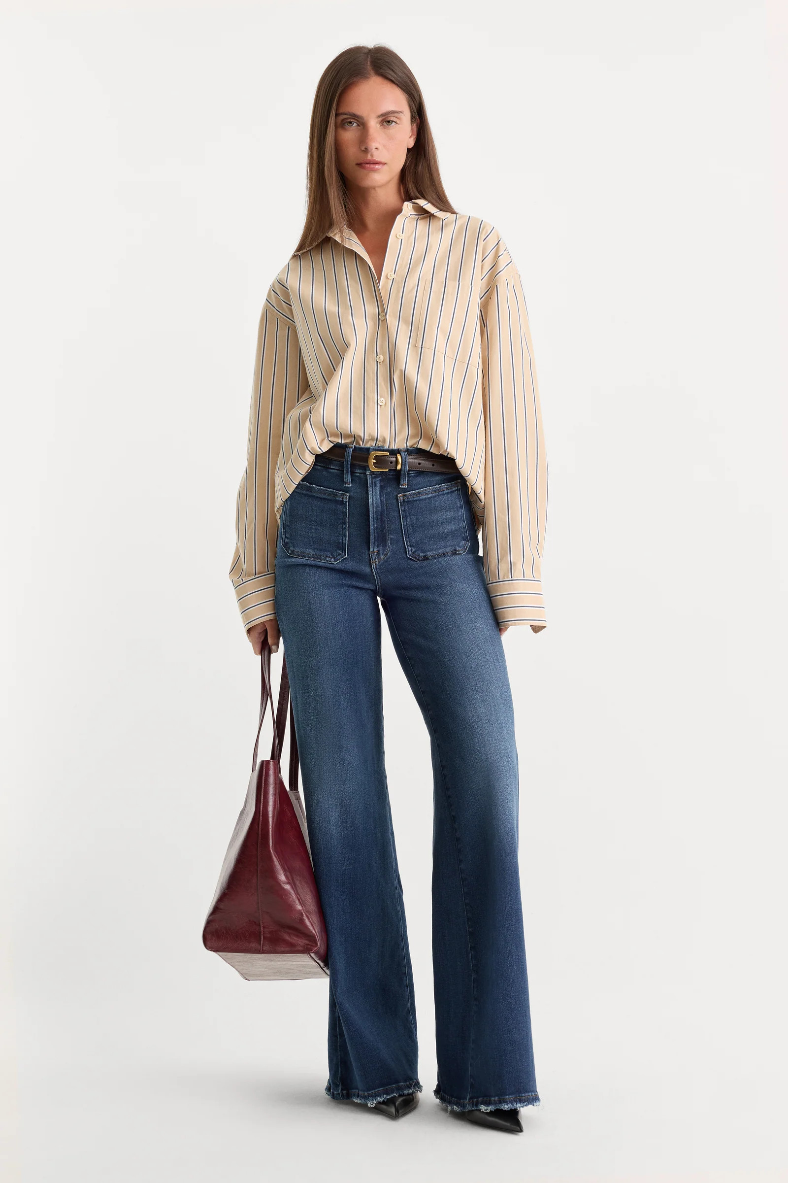 SOFT TECH PATCH POCKET GOOD WAIST PALAZZO JEANS | INDIGO511 | Good American