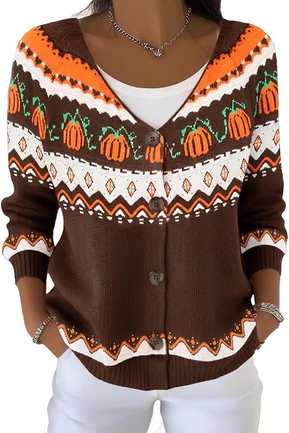 Women Fall Winter Funny Graphic Knit Button Front Cardigan Sweater       
    
    
  ➕ Add to ... | Amazon (US)