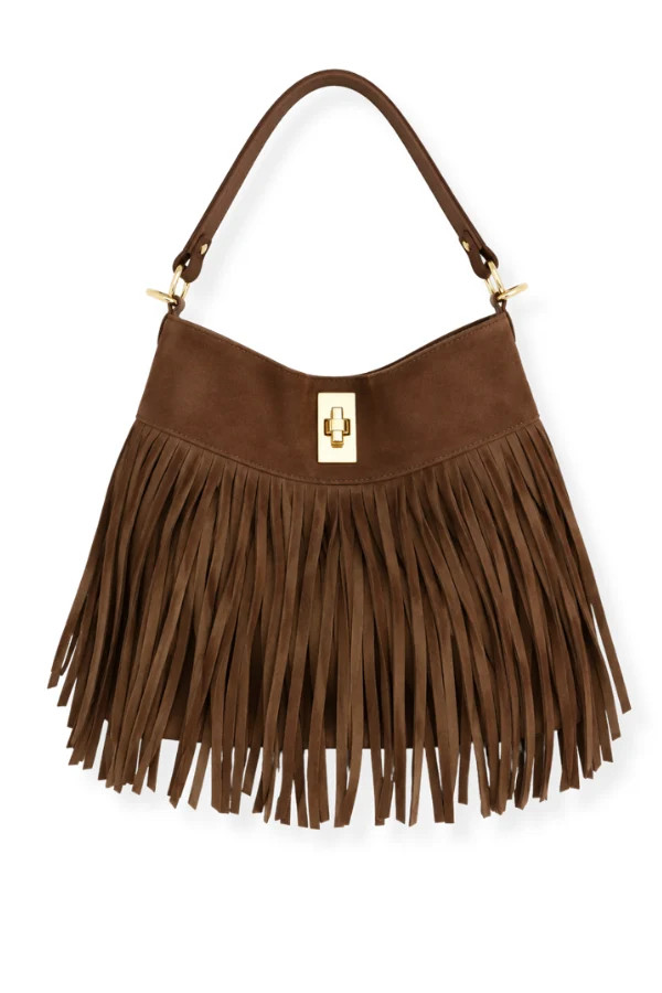 Jaylynn Brown Fringe Bucket Bag Brown | The Willow Tree