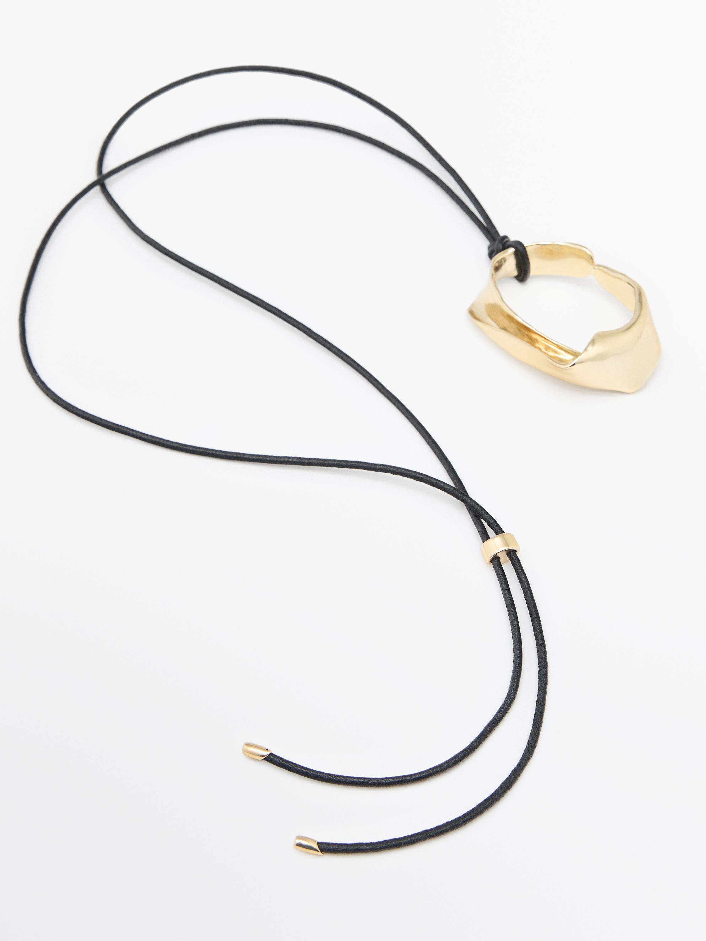 Leather cord necklace with irregular pendant · Golden, Silver · Jewelry | Massimo Dutti | Massimo Dutti US