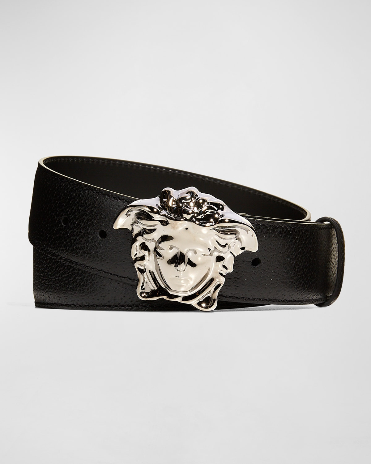 Men & apos;s Leather Medusa-Buckle Belt | Neiman Marcus