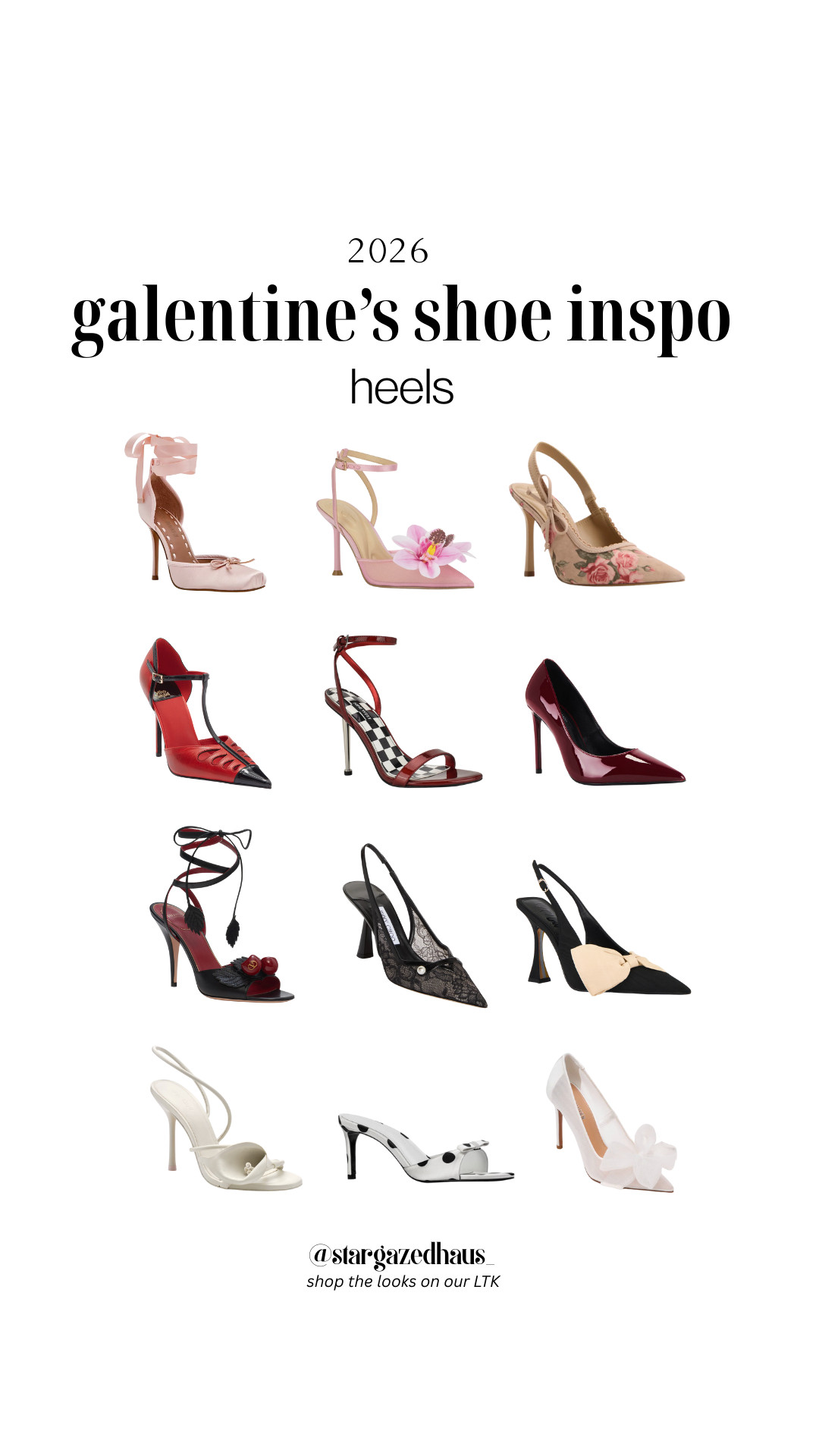 2026 Galentine’s Shoe Inspo: The Statement Heels Edit 👠✨
The final chapter of our 2026 Galentine's guide is here, and it’s all about the heels. Whether you're looking for ultra-feminine coquette aesthetics or sleek, high-fashion silhouettes, this curation features the most coveted designers of the year. From Manolo Blahnik lace to Loewe florals, these are the shoes that make the outfit.

The Style Breakdown:
🌸 Floral Accents: We are seeing a massive trend in 3D floral appliqués and romantic rose prints—perfect for a soft, feminine February look.

🎀 Bow Details & Lace: Elegant black lace slingbacks and dainty bow-accented pumps are the ultimate "date night" essentials.

❤️ Bold Reds & Cherry Tones: Deep burgundy patent leather and vibrant red T-strap heels continue to dominate the 2026 color palette.

🏁 Graphic Prints: Look out for checkers, polka dots, and monochrome patterns to add an edgy contrast to your Galentine’s fit.

Shop my curations on LTK via the link in my bio to secure your pair! For more luxury styling and daily 2026 fash 

 #LTKValentine #LTKgrwm #LTKSeasonal