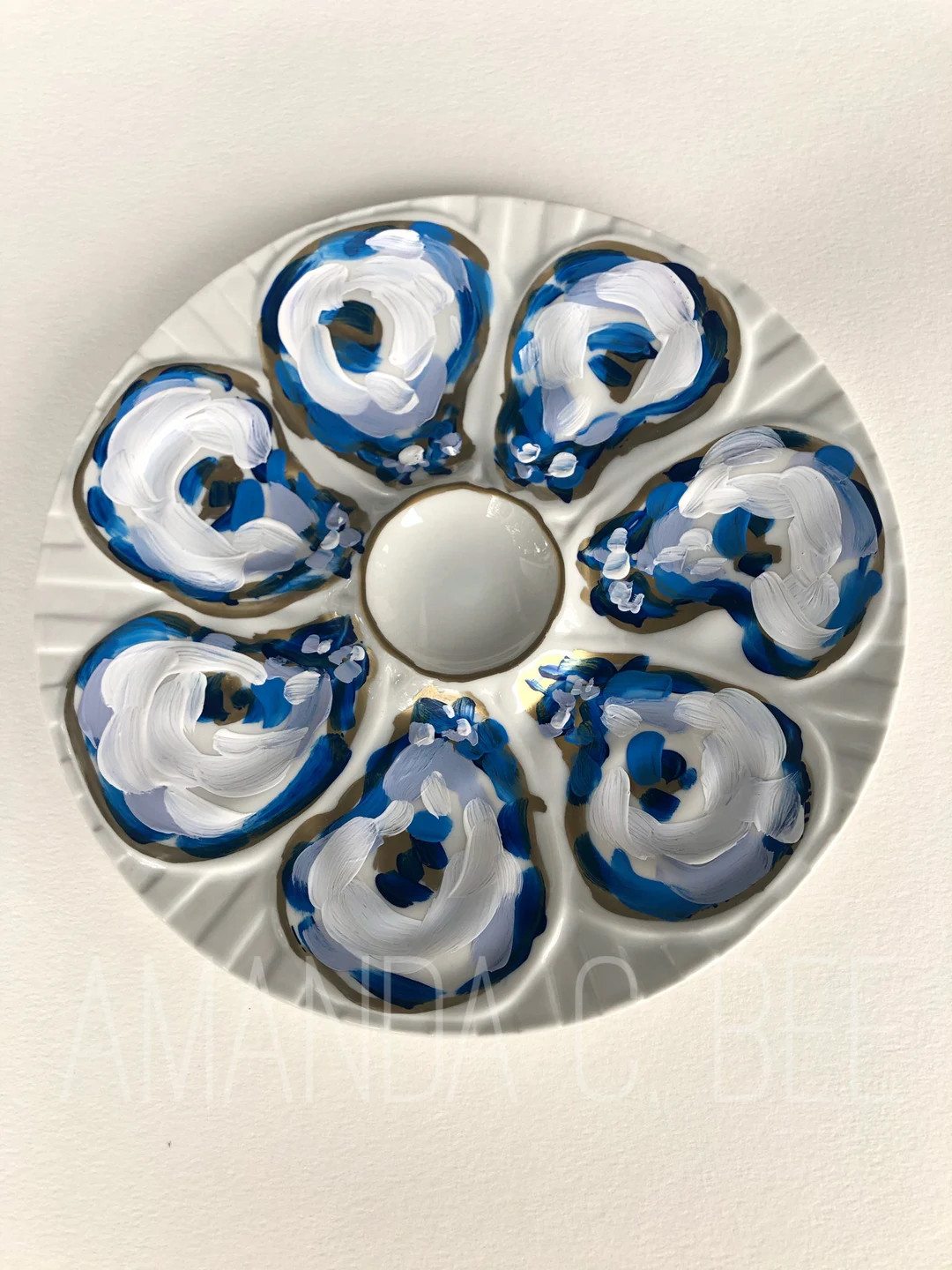 Blue and White Oyster Plate | Etsy (US)