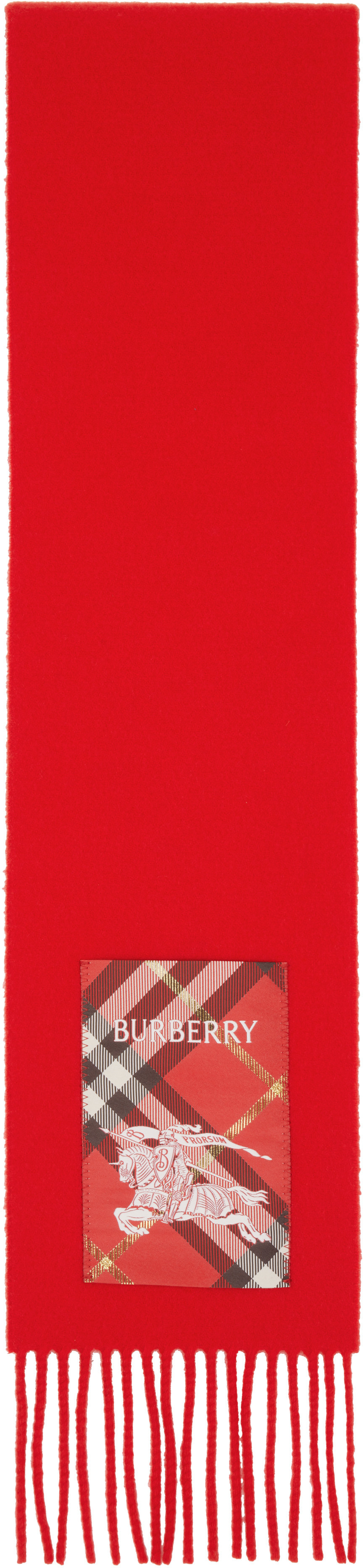 Burberry Red Check Label Cashmere Scarf | SSENSE