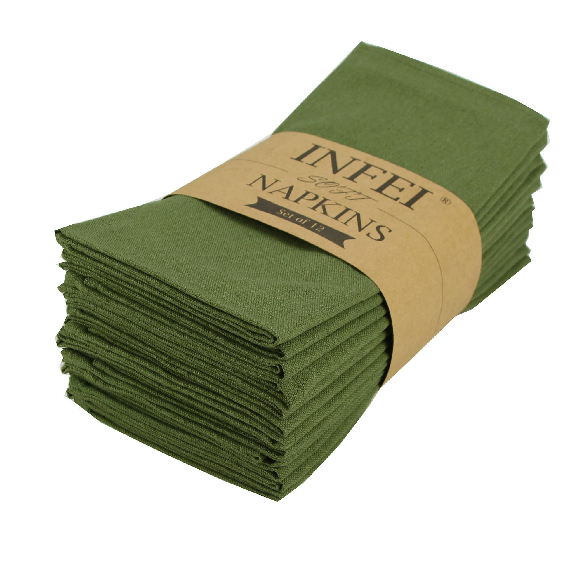 Solid Color Cotton Blended Dinner Cloth Napkins - Set of 12 (17 x 17 inches) - for Events & Home Use (Army Green) | Amazon (US)