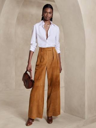 Cruise Wide-Leg Suede Pant | Banana Republic (US)