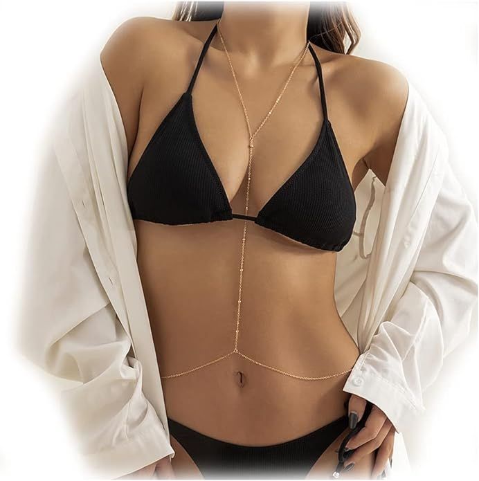 Gold Body Chain Jewelry for Women Body Chain Necklace Bikini Body Chain Waist Bracelet Personalit... | Amazon (US)