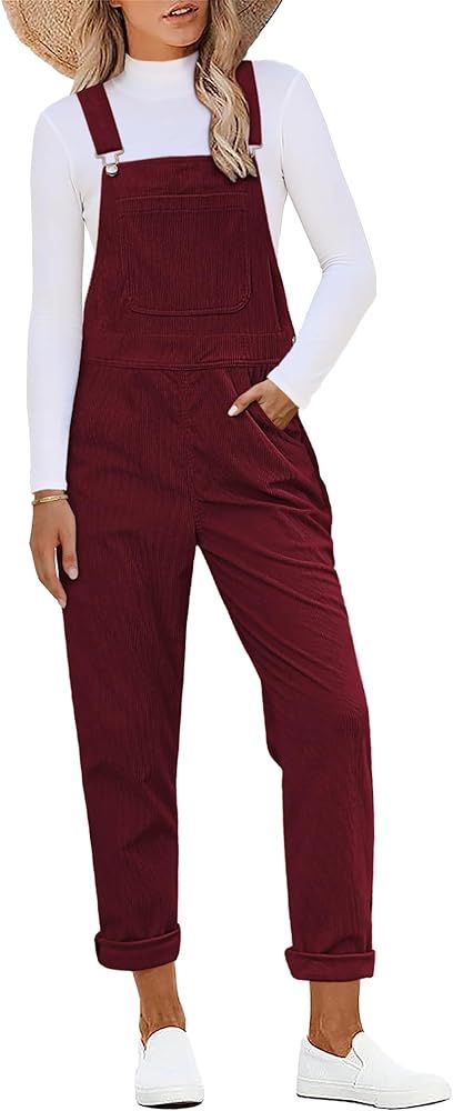 luvamia Corduroy Overalls for Women Adjustable Straps Fashion Bib Overall Jumpsuit with Pocket Ta... | Amazon (US)