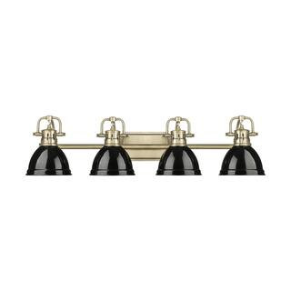 Golden Lighting Duncan 8.25 in. 4-Light Aged Brass Vanity Light with Black Shade 3602-BA4 AB-BK -... | The Home Depot