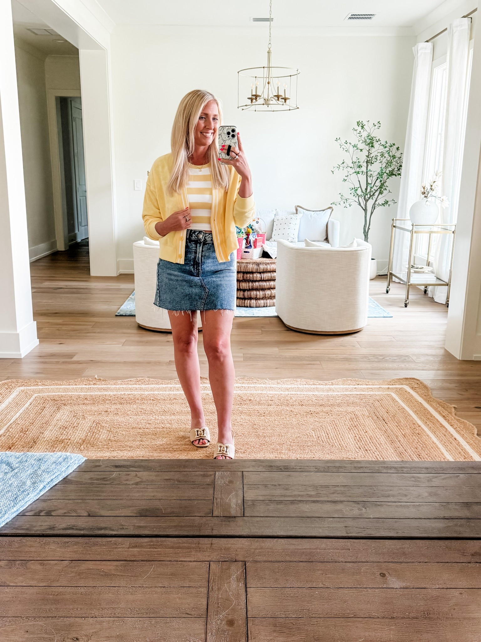 Paired my target joylab set with a Jean skirt for cinco de mayo and love the combo.  The striped top is so cute and functional with a built-in bra.  The cardigan is a must!  And the skirt is old old target but will link similar.

#LTKOver40 #LTKFindsUnder50 #LTKShoeCrush