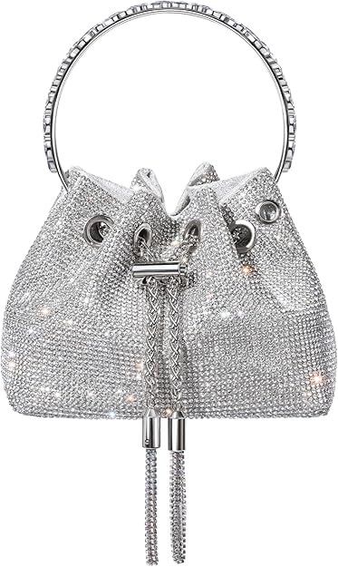 SWEETV Womens Rhinestone Bucket Bag,Sparkly Crystal Evening Handbag Purse for Formal/Wedding/Cock... | Amazon (US)