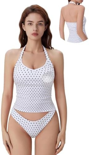 SUUKSESS Halter Tank Top for Women with Built in Bra Cotton Ribbed V Neck Cami | Amazon (US)