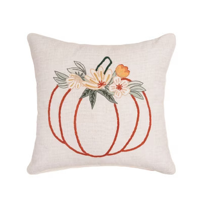 C&F Home Autumn Fields Pumpkin Outline Cotton Blend Thanksgiving Accent Throw Pillow 18" x 18" | Target
