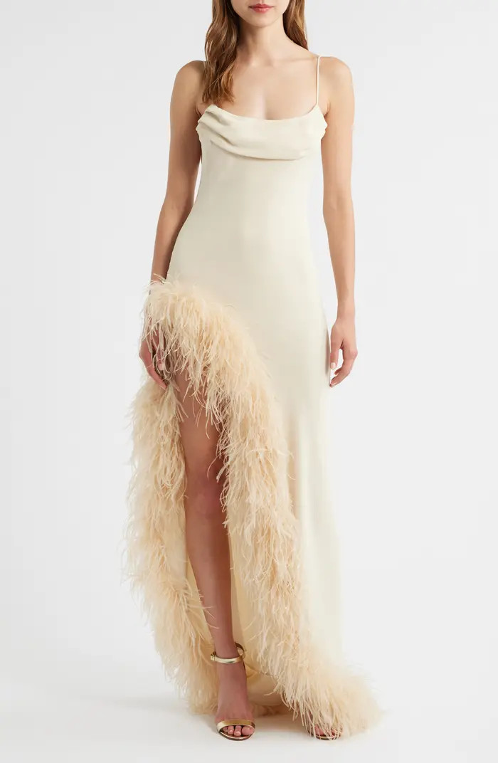 Delfi Collective Jacqueline Feather Slit Gown | Nordstrom | Nordstrom