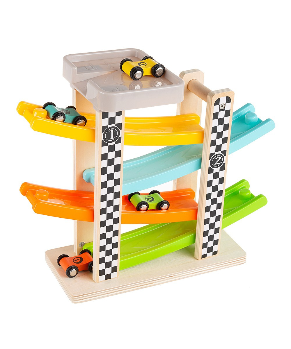 Trademark Global Toy Cars and Trucks - Wooden Racecar & Racetrack Set | Zulily