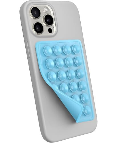 StickyGrippy Suction Phone Case Mount, Sillicon Adhesive Phone Accessory for iPhone and Android, Hands-Free Fidget Toy Mirror Shower Phone Holder, Tiktok Videos and Selfies (Pearl Blue) | Amazon (US)