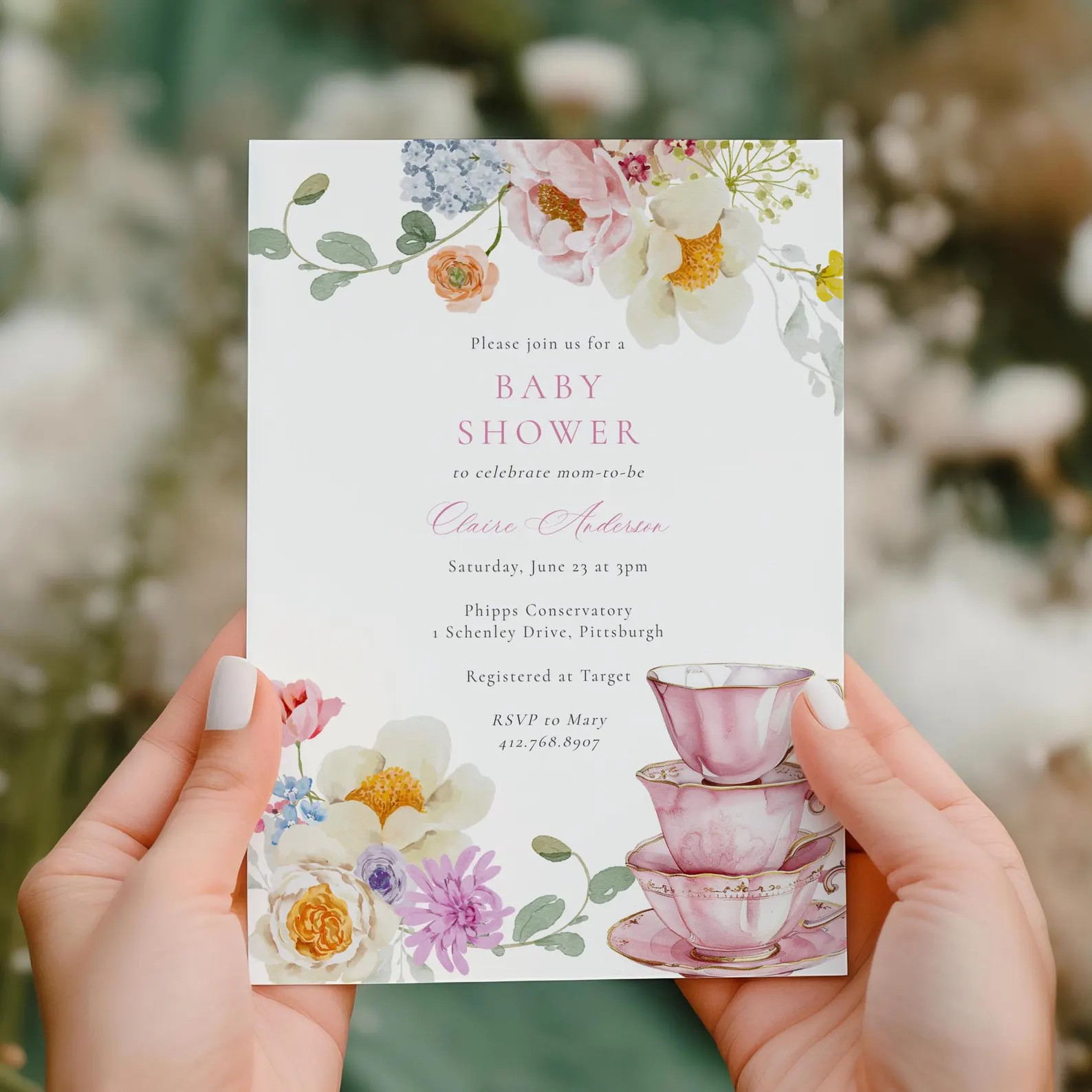 Wildflower Tea Party Baby Shower Invitation: Printable Template (Digital Download) | Etsy (US)