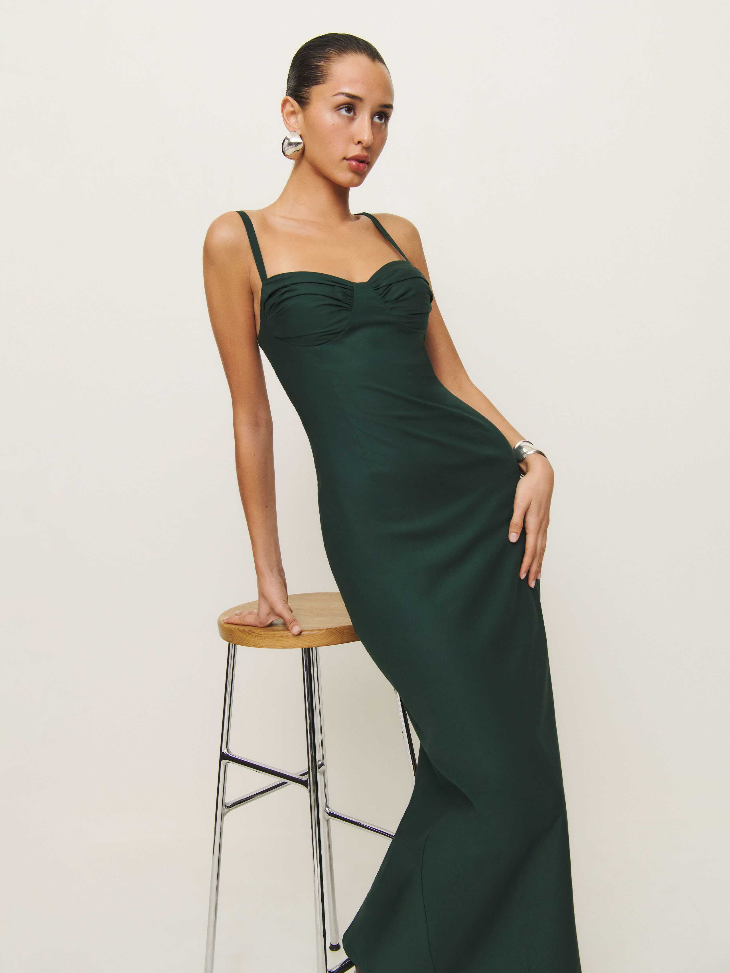Reformation Stormi Dress Green 0 | Reformation (Global)