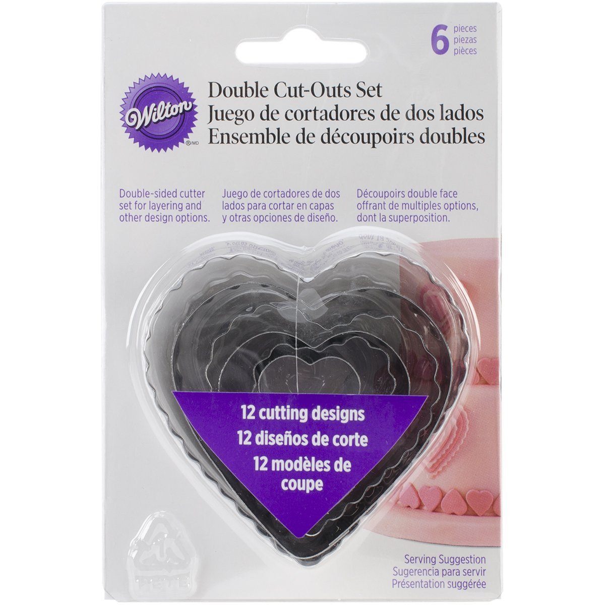 Wilton 6-Piece Nesting Fondant Double Sided Cut Out Cutters, Hearts,Silver | Amazon (US)