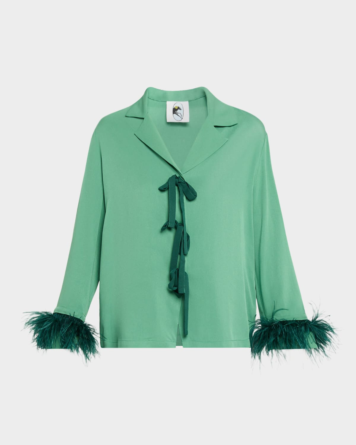 Feather-Cuff Viscose Sleep Top | Neiman Marcus