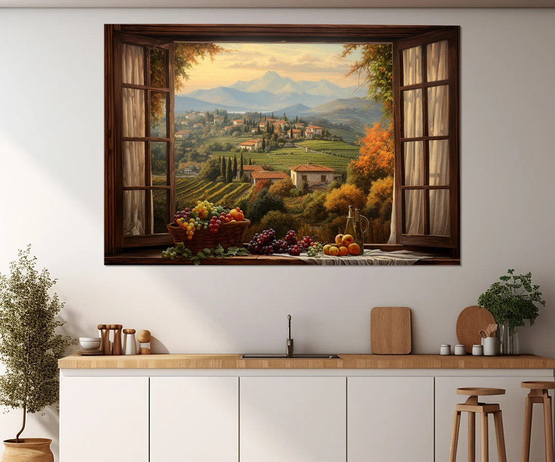 Open Window With Tuscany View Canvas Print, Tuscany Painting, Winemaking Wall Art, Framed and Rea... | Etsy (US)