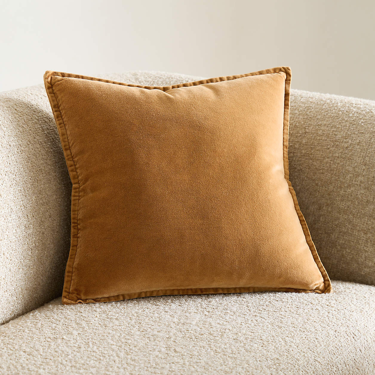 Relaxed Washed Organic Cotton Velvet 20"x20" Burnt Green Throw Pillow Cover + Reviews | Crate & B... | Crate & Barrel