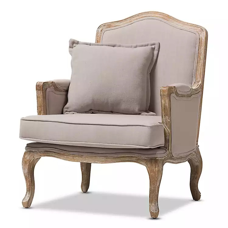 Beige Gray Upholstered Accent Chair with Throw | Kirkland's Home