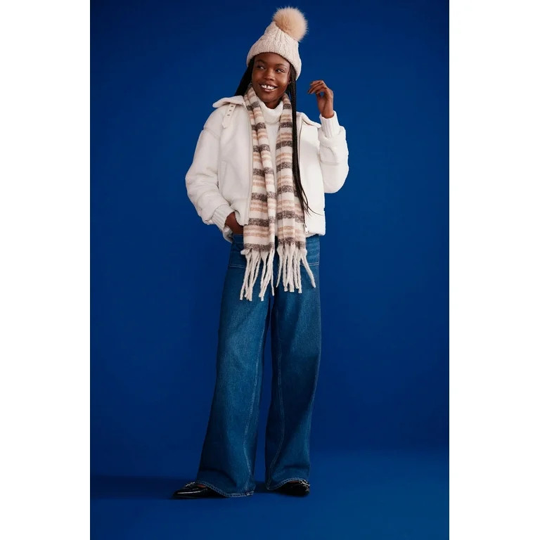 Time and Tru Women's Pom Cable Knit Winter Beanie, Dusty Rose - Walmart.com | Walmart (US)