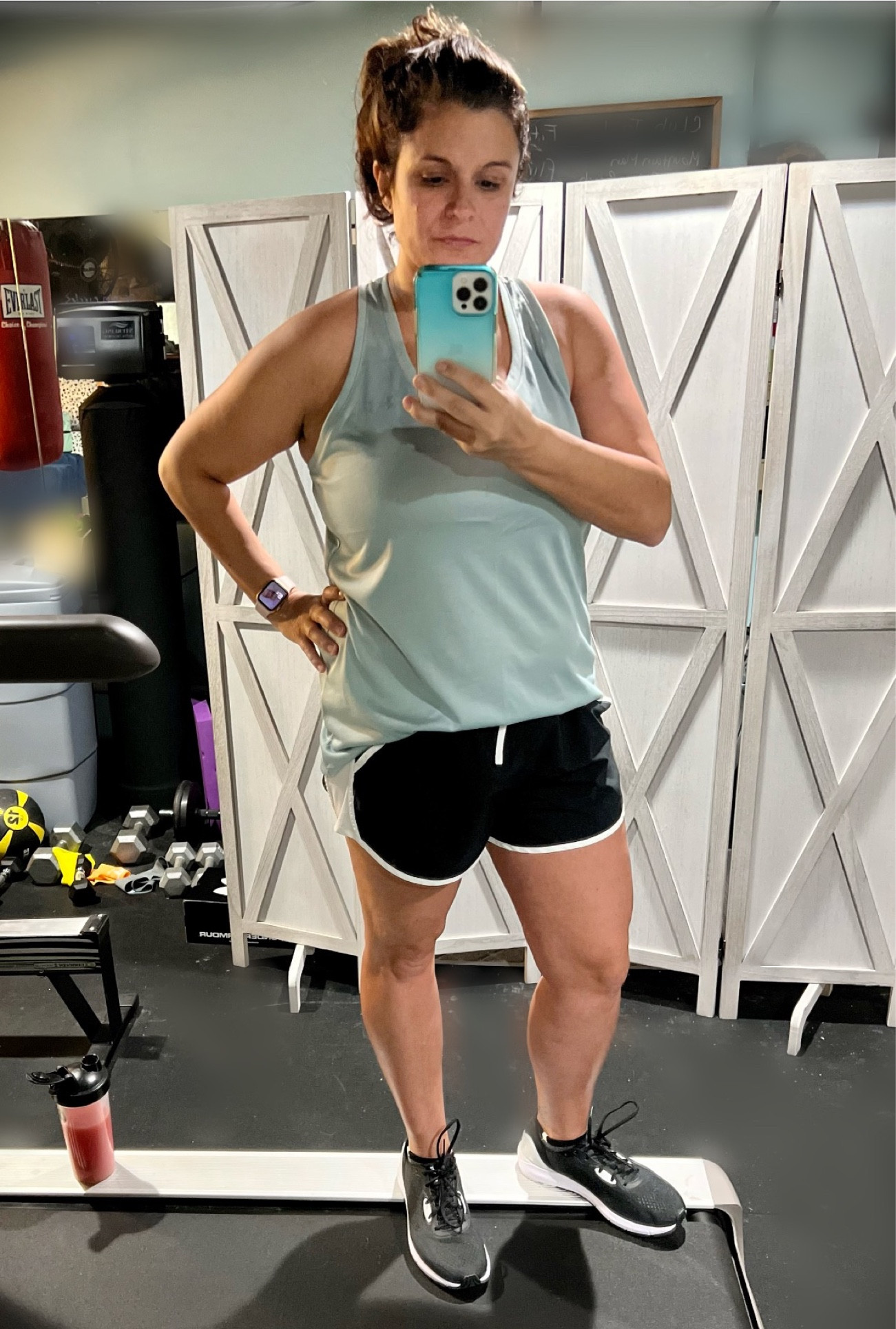 Another day, another home workout. I made excuses for a long time. Workouts had to be for X amount of minutes or I had to run X number of miles or it didn’t count.. and if I didn’t “count”, why bother doing anything at all? A couple friends of mine have inspired me and reminded me that “something is better than nothing.” And you know what, they are right. So even if I can only get 20 minutes in here or there and during which the baby is crying, the preschooler is demanding to watch a show and the Pomeranian is peeing upstairs on the kitchen floor (all of which happened today) … little workouts at home do start to add up. And if anything, I still look pretty good in my Under Armour gear ;) 



#LTKfit #LTKshoecrush #LTKsalealert