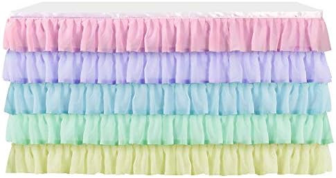 Kamspark Tulle Table Skirt Rainbow Layered Dress for Cake Table Dedoration on Baby Shower, Weddin... | Amazon (US)