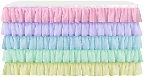 Kamspark Tulle Table Skirt Rainbow Layered Dress for Cake Table Dedoration on Baby Shower, Weddin... | Amazon (US)