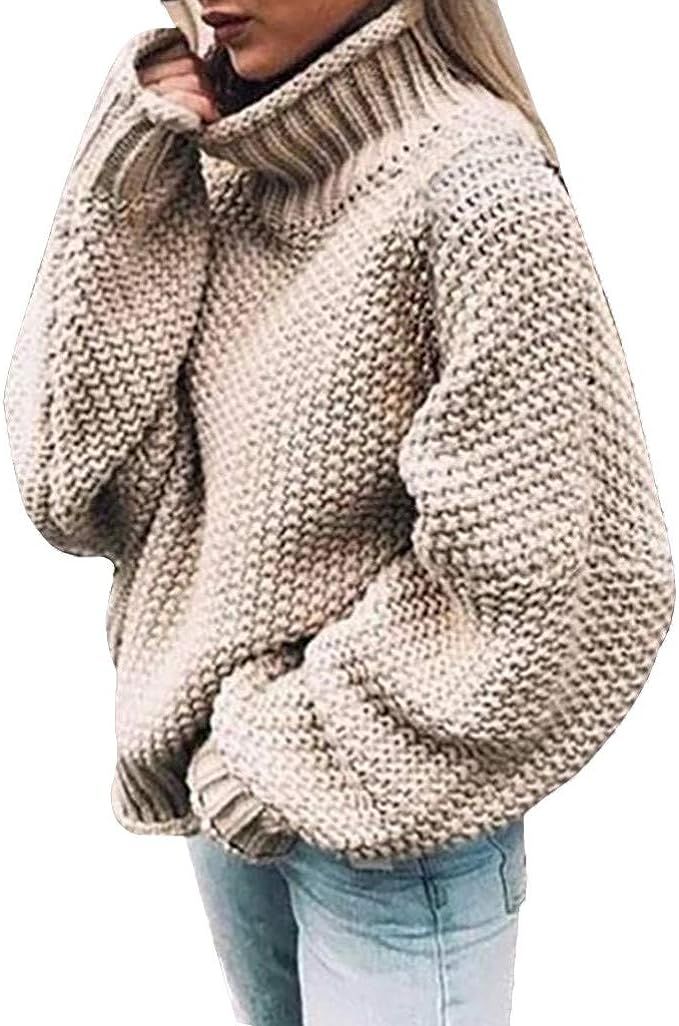 CHUOAND Women's Oversized Long Turtleneck Tunic Long Batwing Sleeve Pullover Knit Sweater Long | Amazon (US)