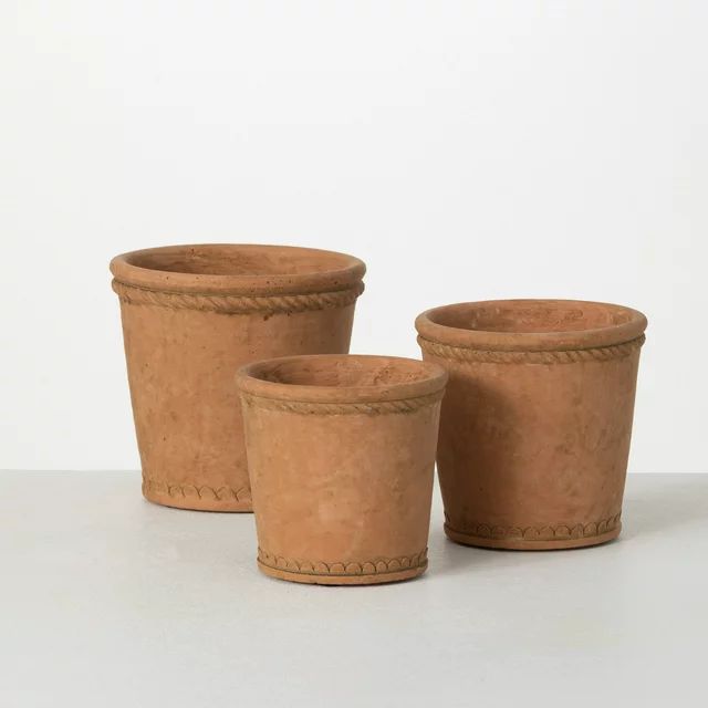 Sullivans Adobe Monochrome Ceramic Planter Set of 3, 5.25"H, 4.5"H & 4"H Brown | Walmart (US)