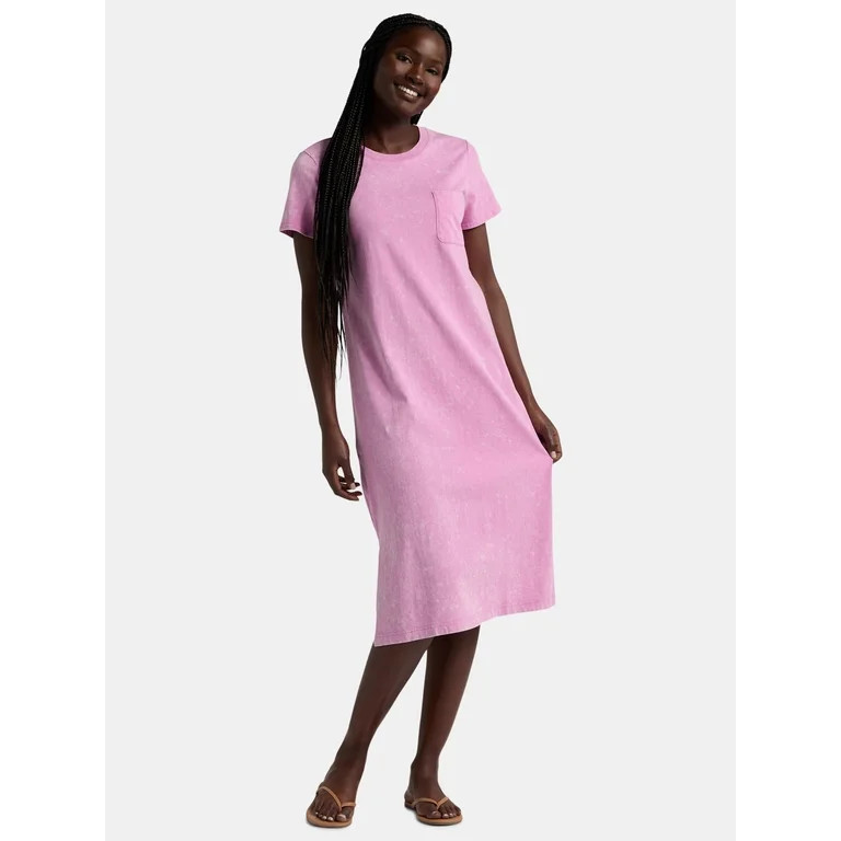 Time and Tru Women's Cotton Midi T-Shirt Dress, Sizes XS-XXXL | Walmart (US)