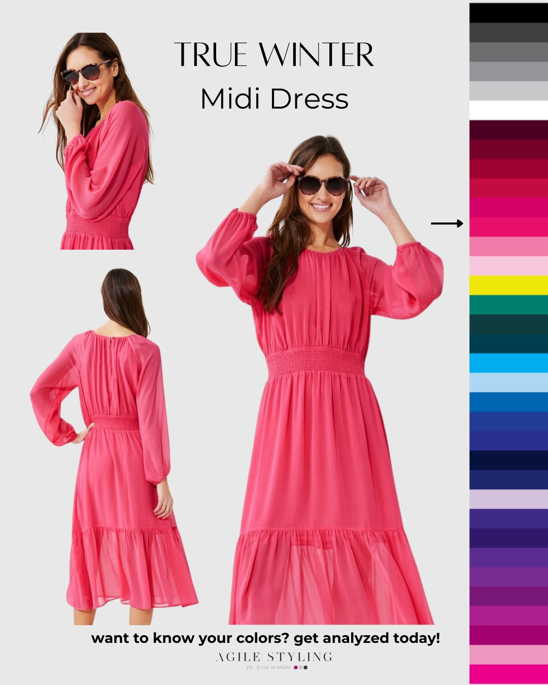 Loving this gorgeous spring dress for a True Winter!Don't know your colors? Book a virtual color analysis today and make shopping a breeze!