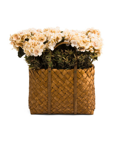 19in Hydrangea In Basket Tote | TJ Maxx