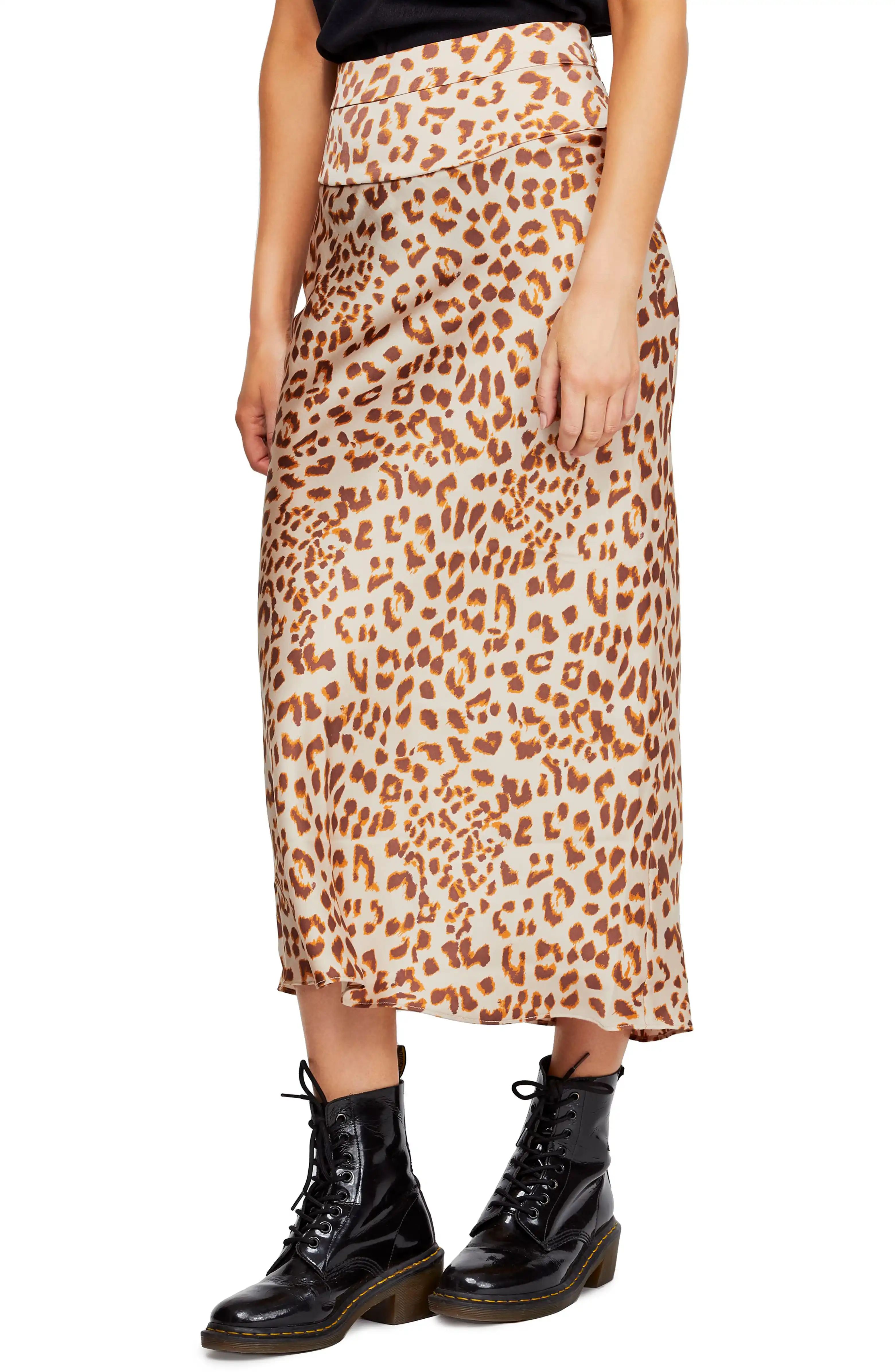 Normani Leopard Print Bias Cut Midi Skirt | Nordstrom