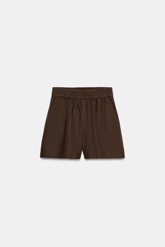 LINEN BLEND BERMUDA SHORTS WITH ELASTIC WAIST | Zara US